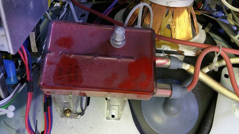 CRT TV flyback and high-voltage section on our repair bench