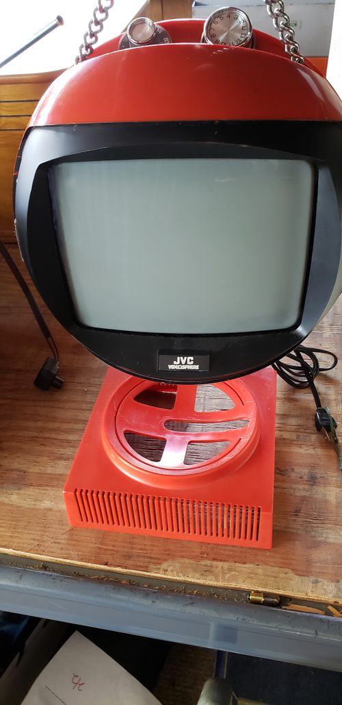 Vintage orange JVC Videosphere CRT TV